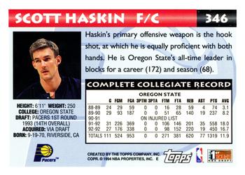 1993-94 Topps #346 Scott Haskin Back