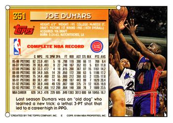 1993-94 Topps #351 Joe Dumars Back