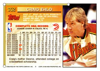 1993-94 Topps #352 Craig Ehlo Back