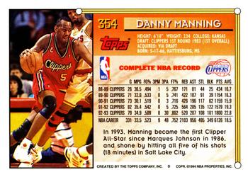 1993-94 Topps #354 Danny Manning Back