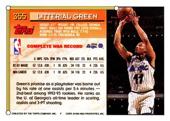 1993-94 Topps #355 Litterial Green Back