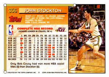 1993-94 Topps #356 John Stockton Back