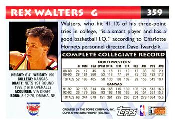 1993-94 Topps #359 Rex Walters Back