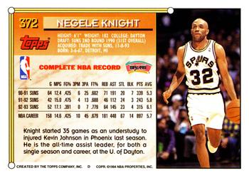 1993-94 Topps #372 Negele Knight Back