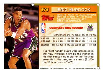1993-94 Topps #379 Eric Murdock Back