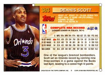 1993-94 Topps #383 Dennis Scott Back