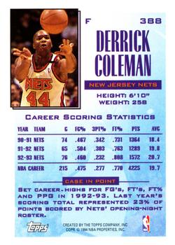 1993-94 Topps #388 Derrick Coleman Back