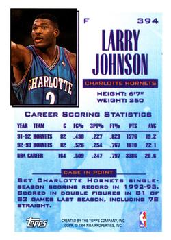 1993-94 Topps #394 Larry Johnson Back