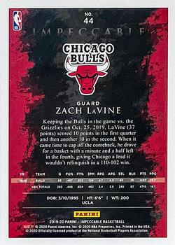 2019-20 Panini Impeccable #44 Zach LaVine Back