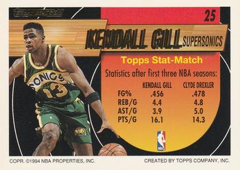 1993-94 Topps - Black Gold #25 Kendall Gill Back
