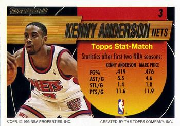 1993-94 Topps - Black Gold #3 Kenny Anderson Back