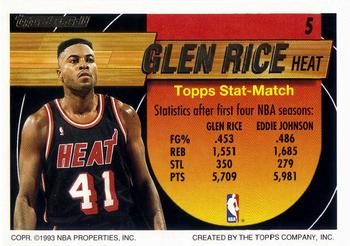 1993-94 Topps - Black Gold #5 Glen Rice Back