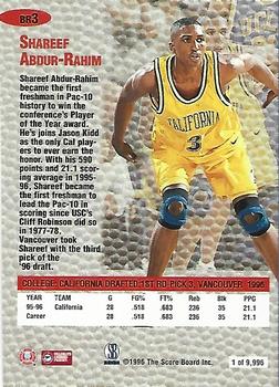 1995 Classic Visions - Signings Rookie Redemption #BR3 Shareef Abdur-Rahim Back