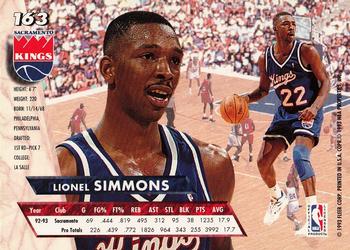 1993-94 Ultra #163 Lionel Simmons Back