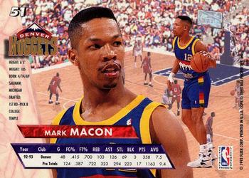 1993-94 Ultra #51 Mark Macon Back