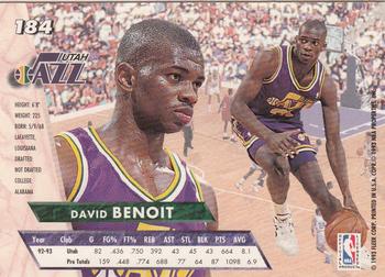 1993-94 Ultra #184 David Benoit Back