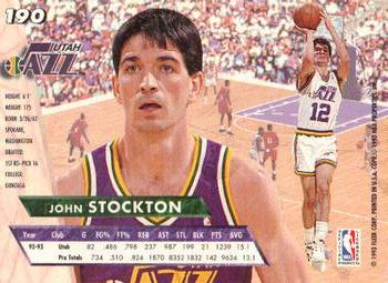 1993-94 Ultra #190 John Stockton Back