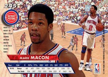 1993-94 Ultra #245 Mark Macon Back