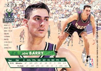 1993-94 Ultra #283 Jon Barry Back