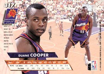 1993-94 Ultra #317 Duane Cooper Back