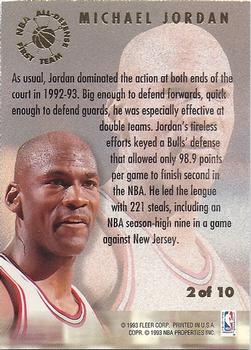 1993-94 Ultra - All-Defensive Team #2 Michael Jordan Back