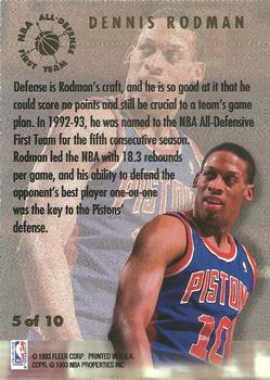 1993-94 Ultra - All-Defensive Team #5 Dennis Rodman Back