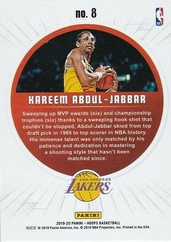 2019-20 Hoops - Legends of the Ball #8 Kareem Abdul-Jabbar Back