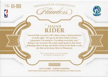 2018-19 Panini Flawless - Flawless Excellence Signatures Gold #ES-IRD Isaiah Rider Back