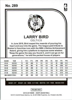 2019-20 Hoops - Artist Proof Gold #289 Larry Bird Back