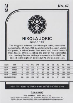 2019-20 Hoops - Blue #47 Nikola Jokic Back