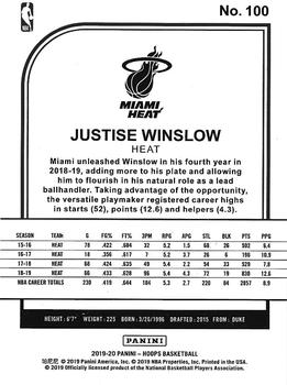 2019-20 Hoops - Blue #100 Justise Winslow Back