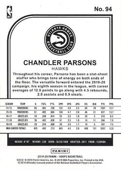 2019-20 Hoops - Blue Explosion #94 Chandler Parsons Back