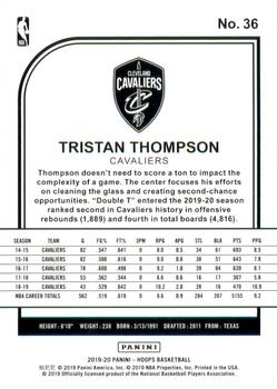 2019-20 Hoops - Green #36 Tristan Thompson Back