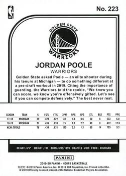 2019-20 Hoops - Orange #223 Jordan Poole Back
