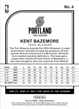 2019-20 Hoops - Purple #4 Kent Bazemore Back