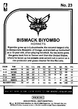 2019-20 Hoops - Purple #23 Bismack Biyombo Back