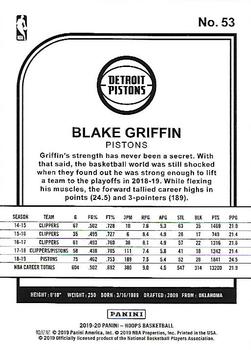 2019-20 Hoops - Purple #53 Blake Griffin Back
