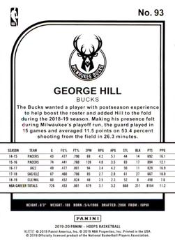 2019-20 Hoops - Purple #93 George Hill Back