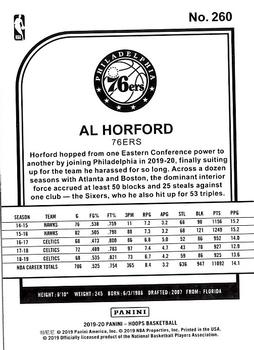 2019-20 Hoops - Purple #260 Al Horford Back