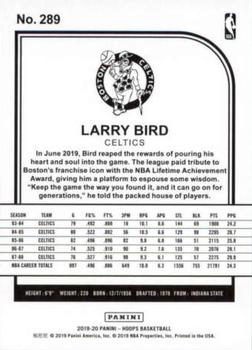 2019-20 Hoops - Purple #289 Larry Bird Back