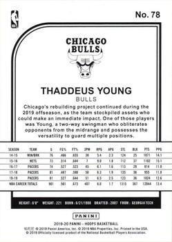 2019-20 Hoops Winter - Purple #78 Thaddeus Young Back