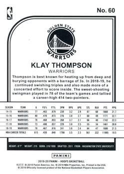 2019-20 Hoops - Silver #60 Klay Thompson Back
