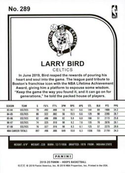 2019-20 Hoops - Teal Explosion #289 Larry Bird Back