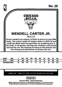 2019-20 Hoops Winter #29 Wendell Carter Jr. Back