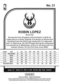 2019-20 Hoops Winter #31 Robin Lopez Back