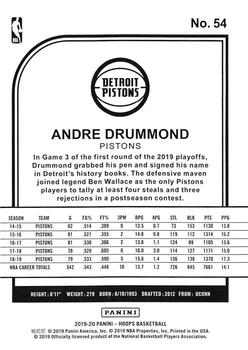 2019-20 Hoops Winter #54 Andre Drummond Back