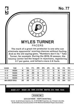 2019-20 Hoops Winter #77 Myles Turner Back