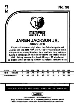 2019-20 Hoops Winter #90 Jaren Jackson Jr. Back