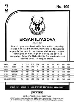 2019-20 Hoops Winter #109 Ersan Ilyasova Back