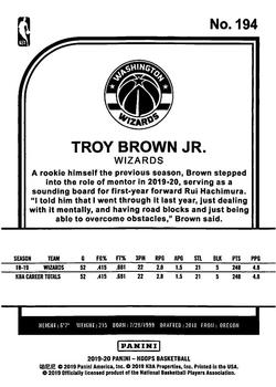 2019-20 Hoops Winter #194 Troy Brown Jr. Back